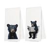 2Pcs Dish Towel Cartoon Dog Bear Pattern Super Water Absorbent Reusable Kitchen Towels Machine Washable Household Cleaning Rags