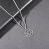 Men's European & American Style Angel Devil Eye Necklace, Blue Diamond Hexagram, Titanium Steel Jewelry