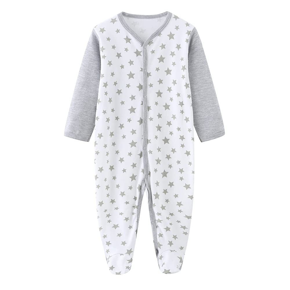 

LEYAN Baby Coveralls, Long Sleeve Rompers, Pajamas, Newborn Clothes, Cute Open-Front Design, Baby Shower Gift, All-Season, 0-12 Months