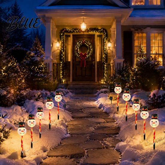 Outdoor Lighting for Courtyard 5Pcs Solar Christmas Yard Stake Light, Waterproof LED Garden Lamp with Lights Snowman Santa Claus Design, Holiday Lawn