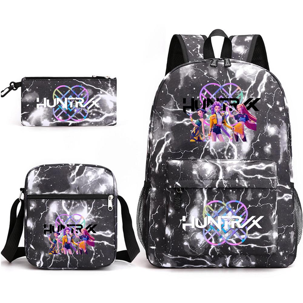 3Pcs/set Anime Printed Backpack with Shoulder Bag Pencil Case for Teenager Student Boy Girl SchoolBag Large Capacity Waterproof Bookbag Kid Gift