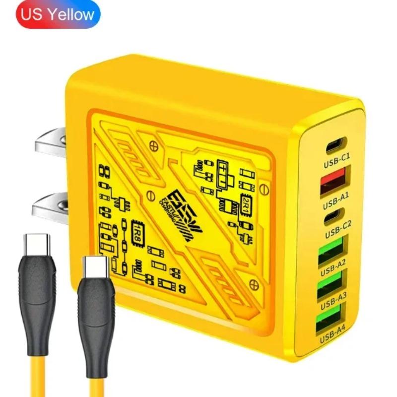 PD 65W Ladegerät USB C Schnellladung 6 Anschlüsse Handy-Ladegerät USB Typ C Ladegerät Für iPhone Xiaomi Handy Adapter EU US UK Stecker