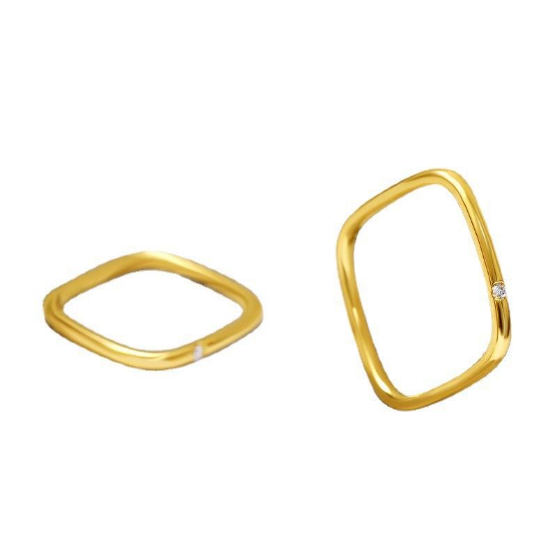 

Gold Irregular Shape Zirconia Small Square Copper Ring For Women Minimalist Pop Accessory no. 10