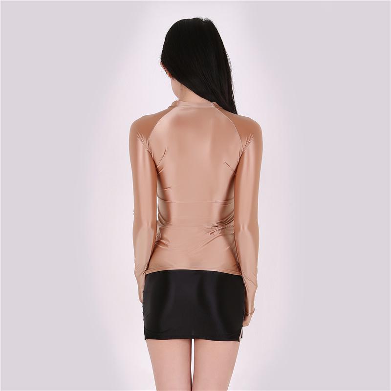 Sexy, Transparent, Breathable Bodycon T-Shirt - Oily Shiny Finish, European & American Plus Size, Comfortable Fit, 7051