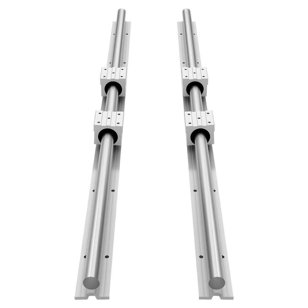Linear Rail Kit, SBR25, 2Pcs 1200 mm (47.24 inch) Linear Motion Guide Rails and 4Pcs Bearing Slide Blocks, Fully Supported Shaft, for Cutting,