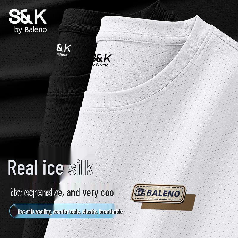 Baleno Men s S&K Series Ice Silk Mesh Cool-Feel T-Shirt 4XL