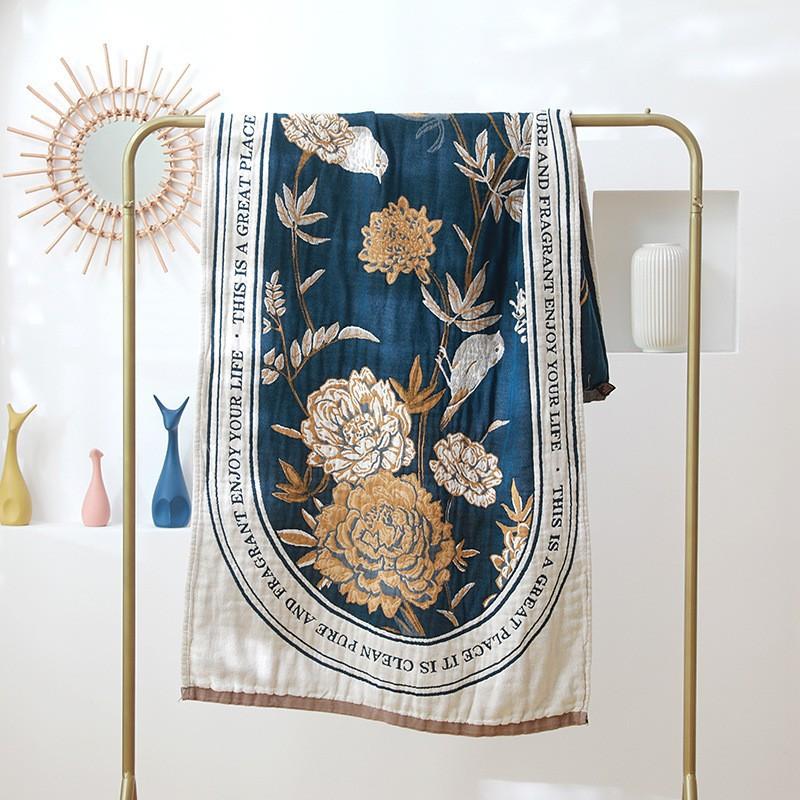 China Colored Jacquard Pure Cotton Four-Layer Gauze Bath Towel Men Women Extra-Large Adult Beach Towel Soft Absorbent
