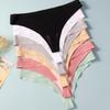 Pure Cotton Sexy Women's Thongs - Solid Color Ribbed T-Pants for Girls