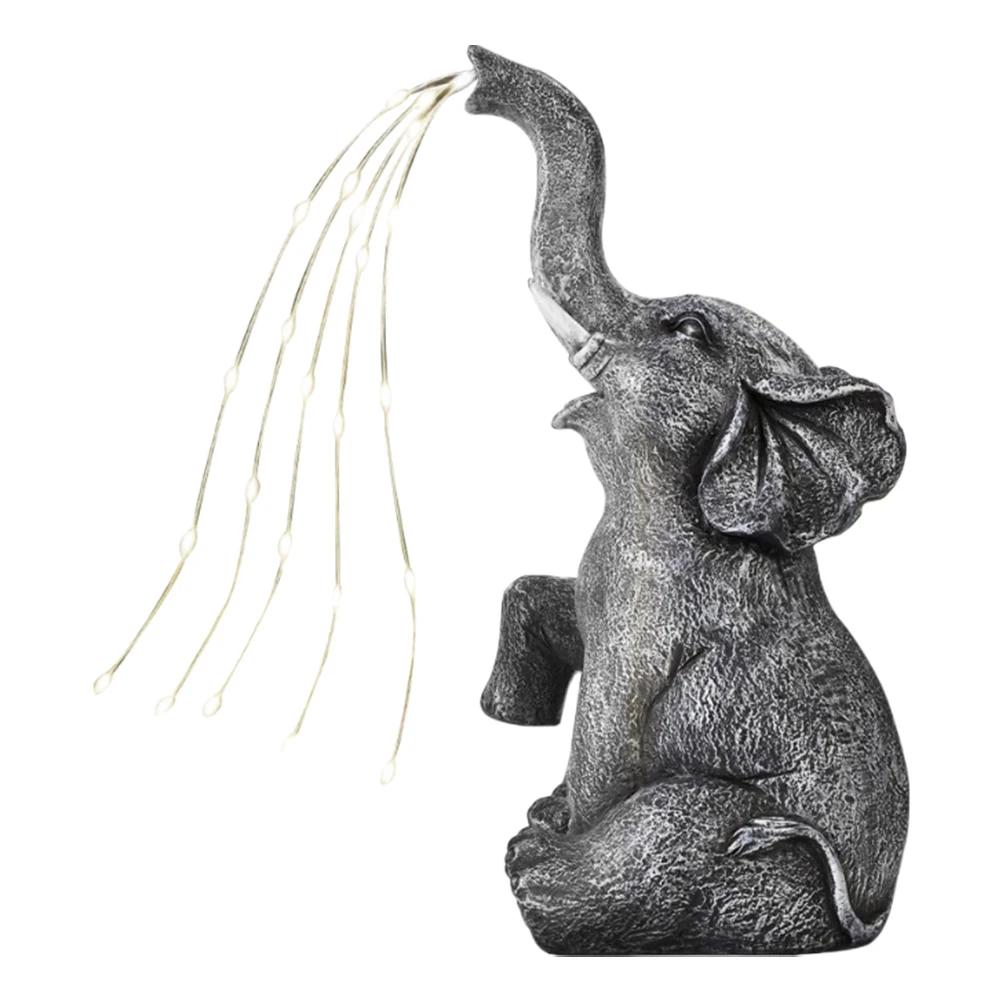 

Декор в виде солнечного садового слона со светодиодными гирляндами. Скульптура слона для украшения двора, патио и дорожек. Подарки на новоселье.