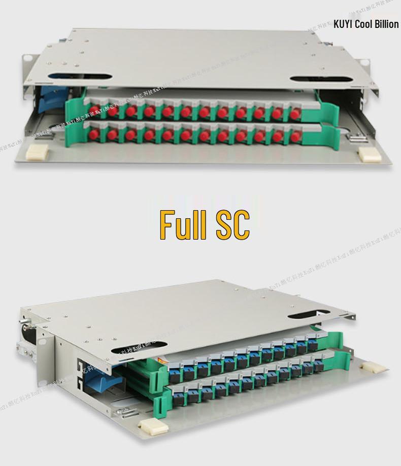 24-Core 19-Inch Fiber Optic Distribution Frame with Fusion Splicing, Stackable Chassis