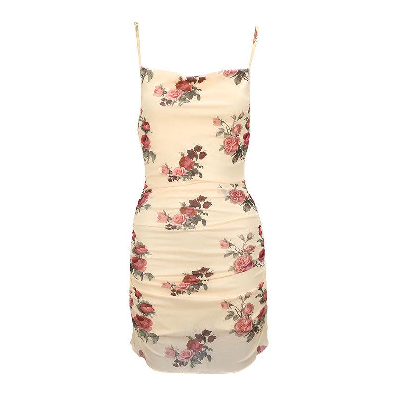 

Весенне-летнее платье-комбинация из розовой сетки во французском стиле Large абрикосовый