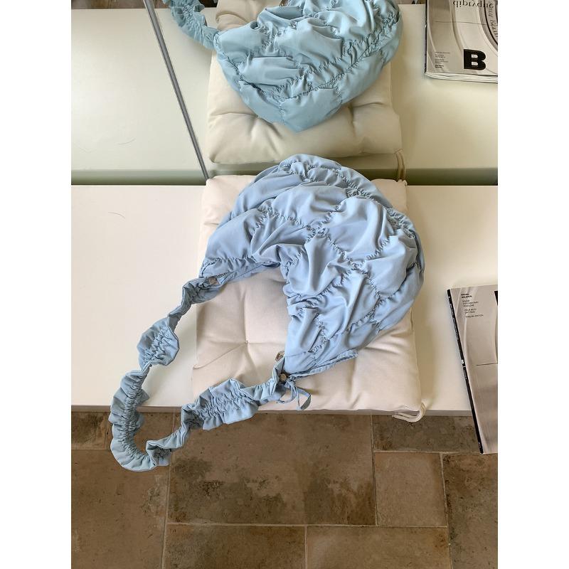 New pleated puff cloud bag solid color fashion shoulder messenger bag casual large capacity nylon dumpling bag