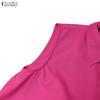 ZANZEA Women Casual Turn Down Collar Elegant Sleeveless Dress
