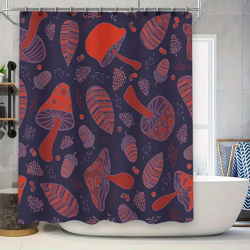 Mysterious Mushroom Printed Shower Curtain Waterproof Washable Fabric Bathroom Decor 90x180cm