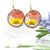 Summer Dried Daisy & Butterfly Earrings - Preserved Flower Design for Women
