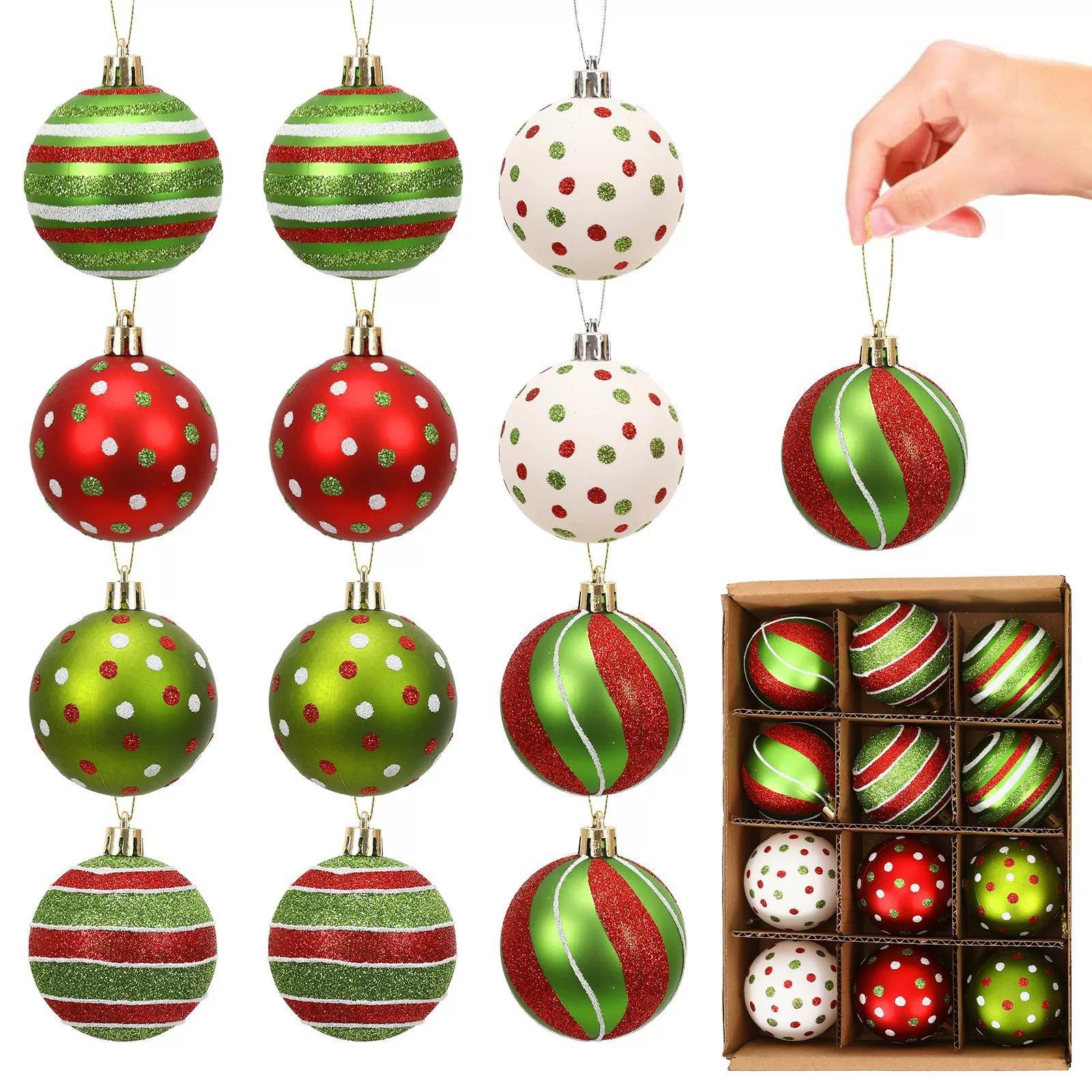 

12PCS 6cm Painted Matte Plastic Ball Christmas Ornaments Set 12 A for Christmas Tree Decorations Wreath Table Centerpiece