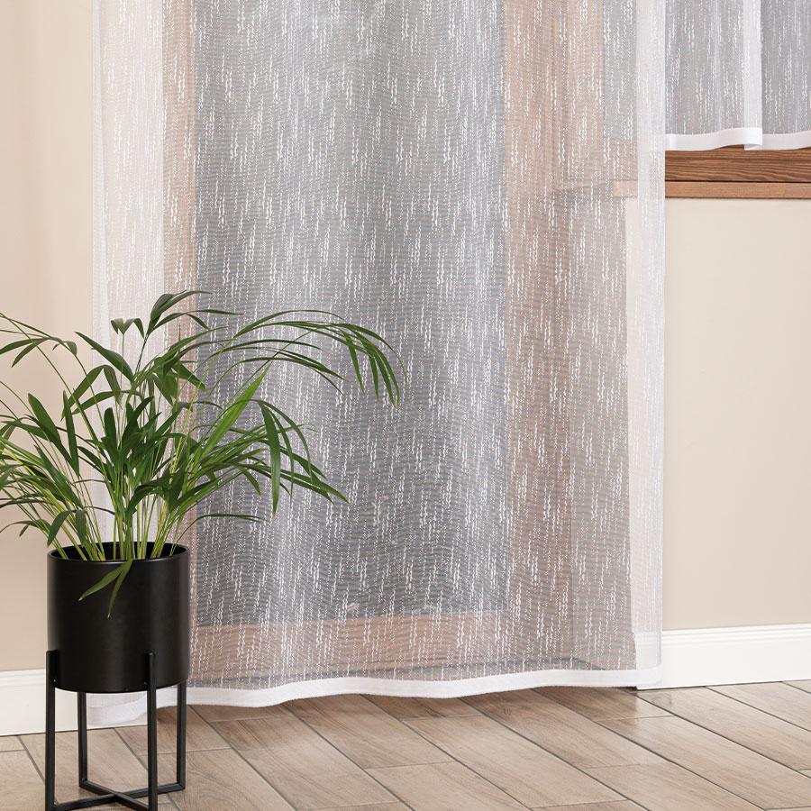 EVA - Ready-made jacquard curtain with a straight hem - 140x250 cm - white