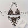 "2025 Leopard Print Lace-Up Sexy Bikini Two-Piece Swimsuit for Women"