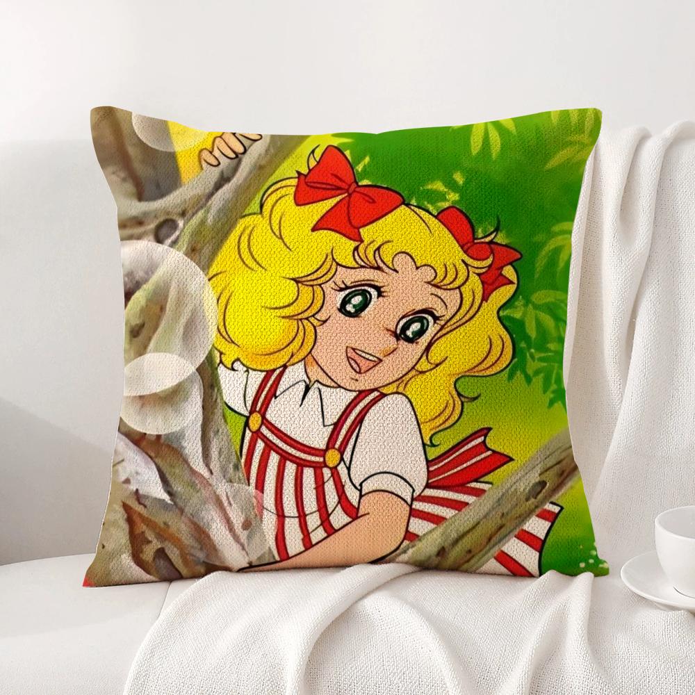 Anime C-Candy Candy Cushion Cover Summer Coolness Linen Fabric Double-Sided Printing Pillow Case Sofa Home Decor Gift