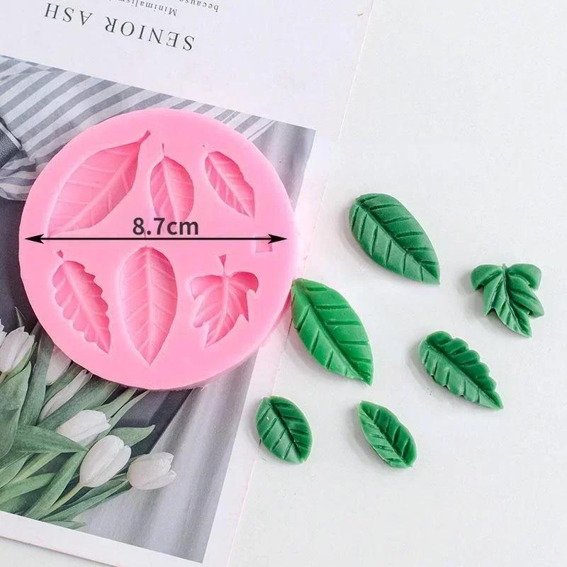 Leaf Shaped Kitchen Baking Tools 6 Holes Silicone Molds with Chocolate Molds Sugar Flipping Cake Decoration Molds Accesories
