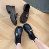 Small leather shoes women's new retro thick heel student versatile one-pedal JK small leather shoes