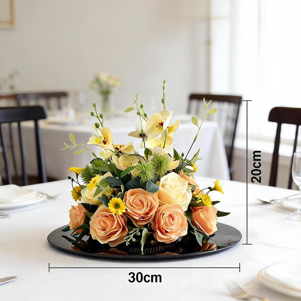 Round Lily Style Table Centerpiece: Artificial Floral Arrangement for Restaurants & Hotels