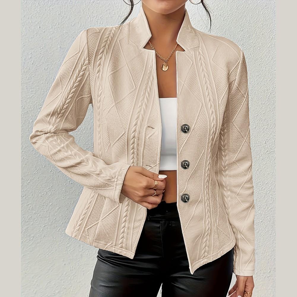 Button Patterned Small Suit Jacket Women for Autumn Winter Casual Blazer