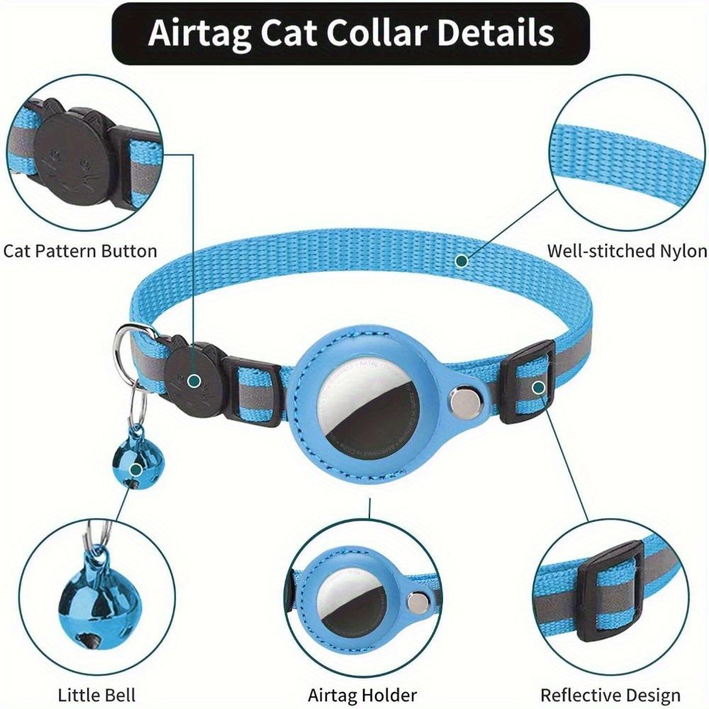 Cat AirTag Holder Halsbånd Breakaway Refleksstrimler Justerbar kattungehalsbånd Vanntett Cat Bell Collar Pet Air Tag Case