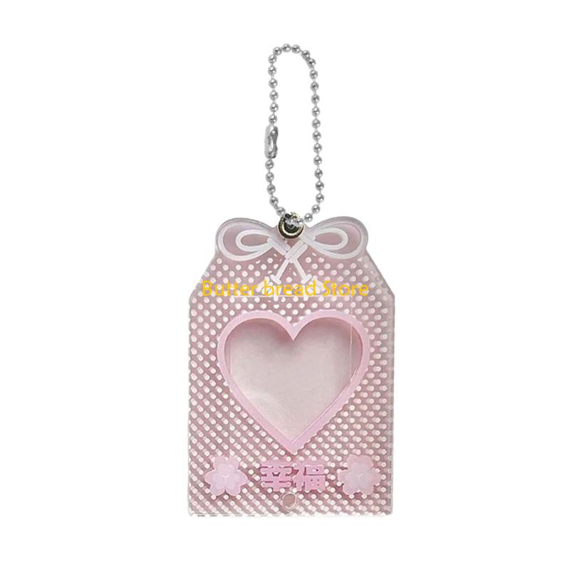 

W89C Floral Themed Photo Card Sleeve Acrylic Photo Card Cover for Keyring Charm
