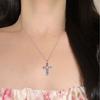 Sterling Colorful Zircon Cross Pendant Necklace Women Trendy Locket Chain Sweet Edgy Style
