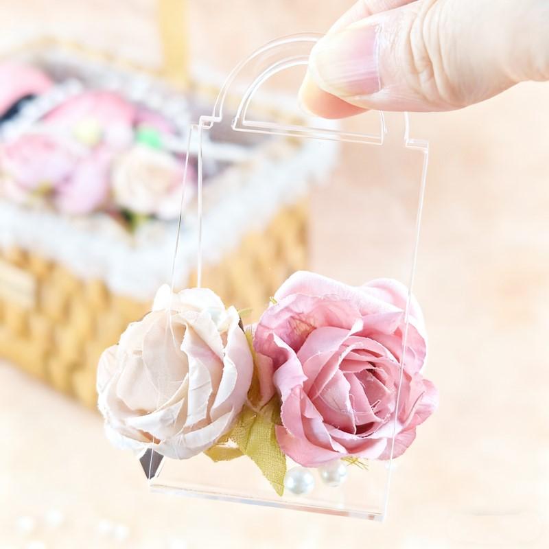 13 Piece Transparent Acrylic Candy Box Bags Wedding Party High-end Table Arrangement Plastic Triangular Handle Basket Gift Box
