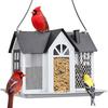 House Shaped Metal Hanging Bird Feeder Large Mesh Wild Bird Seed Container Waterproof Weather Resistant Outdoor Garden Decor