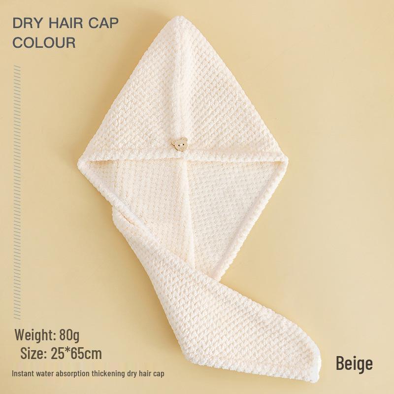 Thickened Double-Layer Coral Fleece Quick-Dry Hair Cap for Women, Water-Absorbent and Customizable with Logo