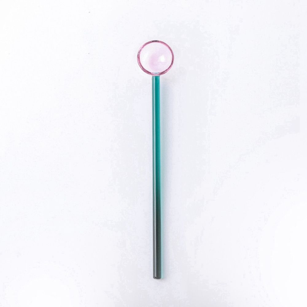 Glass Milk Spoon Colored Transparent Coffee Dessert Stirring Spoon Long Handle Round Kitchen Tableware Stirrer Rod
