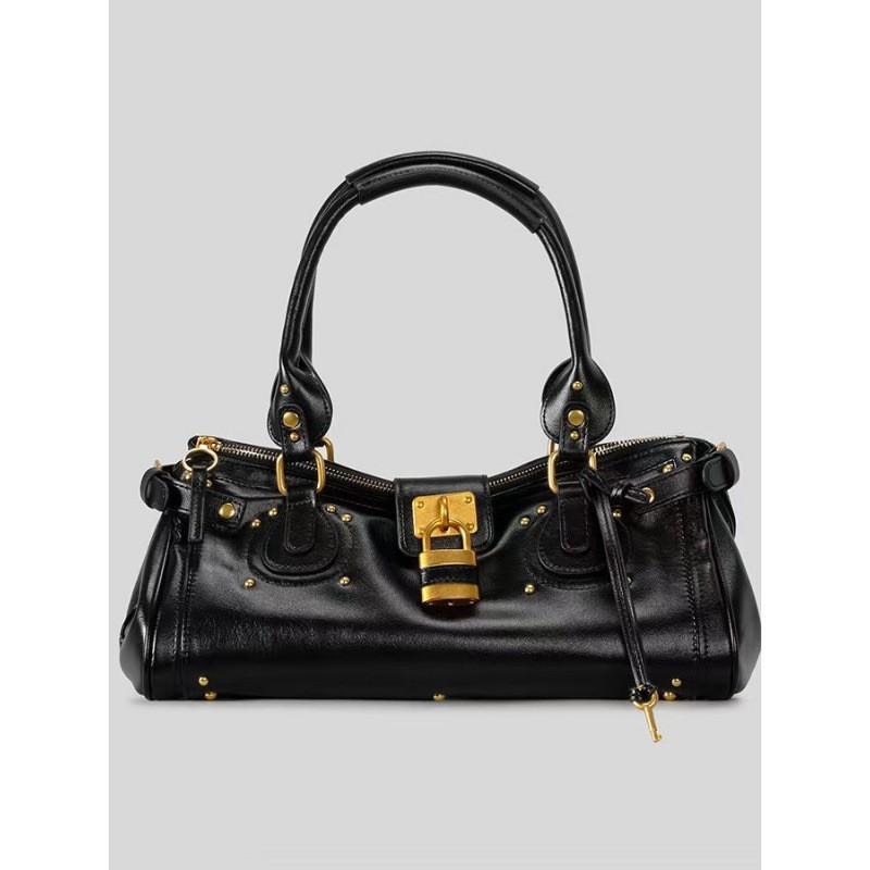 Retro New Lock-up Boston Locomotive Bag Portable Single Shoulder Underarm Rivet Decoration Pillow