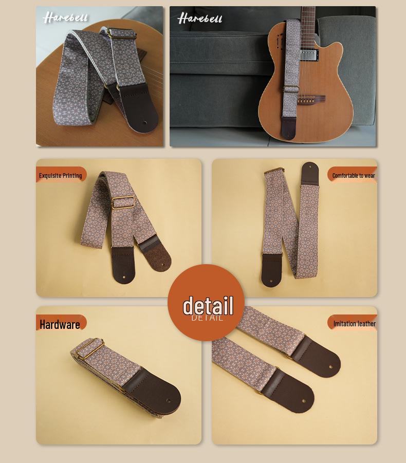 Vintage Print Guitar Strap, 5CM Wide, Dark Star PO-106