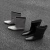 Cowhide version~ autumn and winter new simple square head versatile temperament low heel knight boots women's sleeve medium boots women's