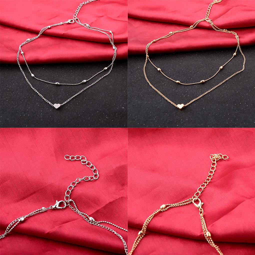 Multi Layers Heart Pendant Women Girl Clavicle Necklace Plating Alloy Adjustable Neck Decorative Jewelry