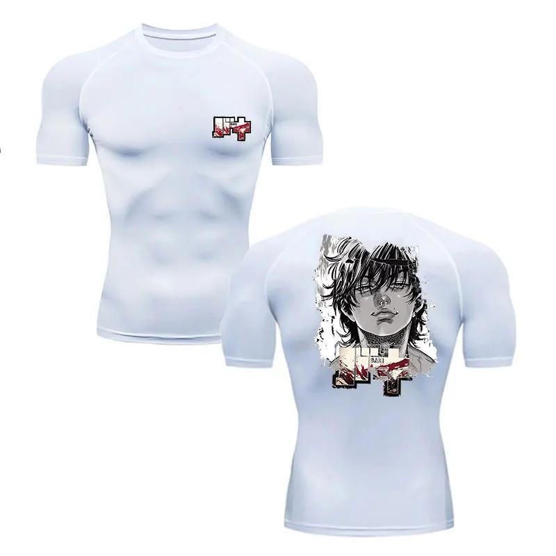 Training and Exercise T-shirt Anime Baki Hanma Men Running T-Shirt Compression Shirt Gym Fitness Short Sleeve Jogging Sportswear