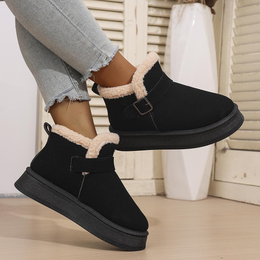 Winter Platform Cotton Shoes 2025 Medium-top Fleece Boots Versatile Niche Women's Snow Boots Warm Shoes