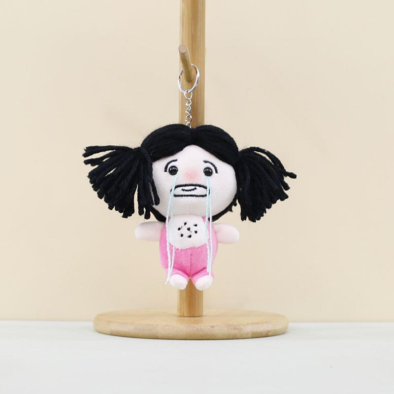 

Soft Cozy And Crying Girl Plush Doll Keychain For Cute Bag And Accessories Key Black Crying Girl