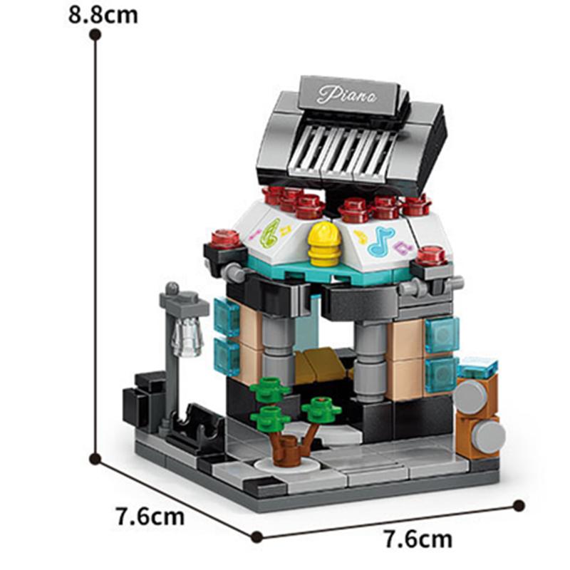 NEW DIY Makeup Convenience Store Flower Shop Hair Salon Piano Game Hall Fruit Bookstore Building Blocks Bricks Movie Model Toy