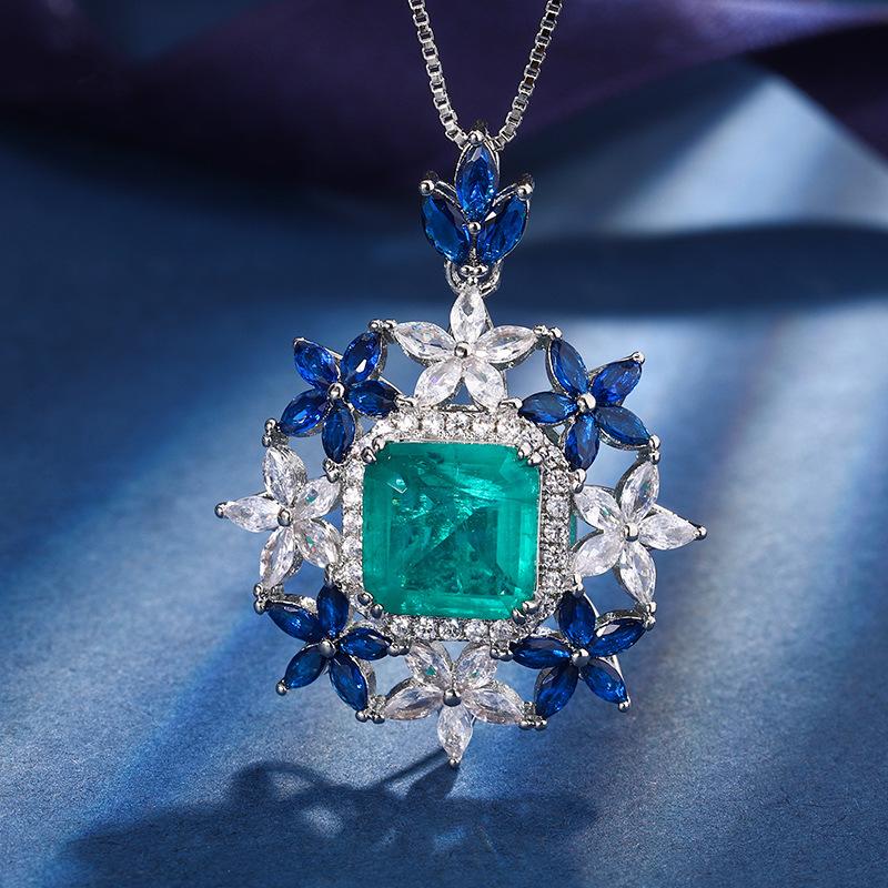 Jewelry Copper Bottom Gold Plated Jewelry Set Simulation Red Corundum Emerald Flower Set Female 10 * 10