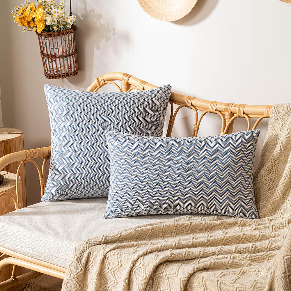 Double-sided Jacquard Pillow Case Nordic Braided Living Room Sofa Cushion Imitation Cotton Linen Simple Waffle Bedside Bench
