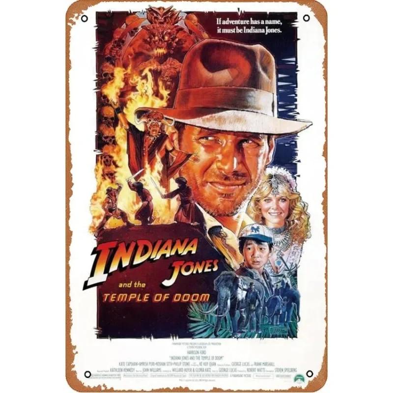 Classic Movie Tinplate Poster Indiana Jones Metal Sign Retro Industrial Wall Decor Plaque Bar Garage Home Tin Sign Art Plates