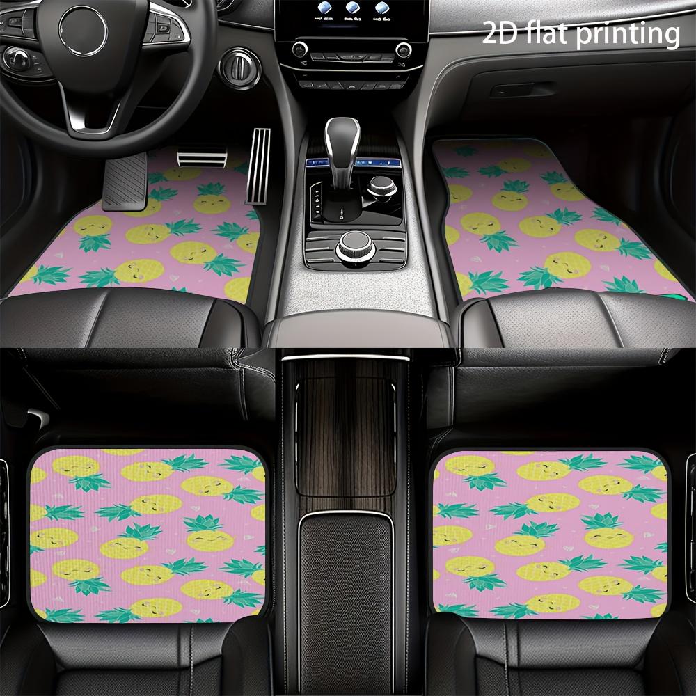 4pcs Car Floor Mats, Yellow Pineapple Design, 100% Material Fit For All Seasons Easy To Clean Washable Durability Interior Acc