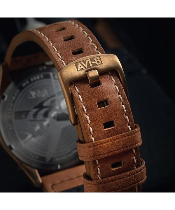 AVI-8 Spitfire Lock Chronograph Nahkrihm Pronksroheline Kellaplaat Kvarts AV-4089-02 Meeste Kell