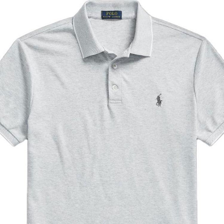 Polo Ralph Lauren Solid Color Logo Embroidered Slim Fit Short Sleeve Polo Shirt Men Tops Light-Gray MNPOKNI1N821738-020