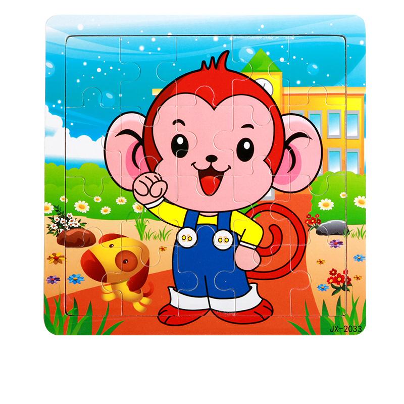 20 Piece Wooden 3D Puzzle Cartoon Animal Vehicle Jigsaw Montessori Educational Toys for Kids Baby Aged 3-6 Years