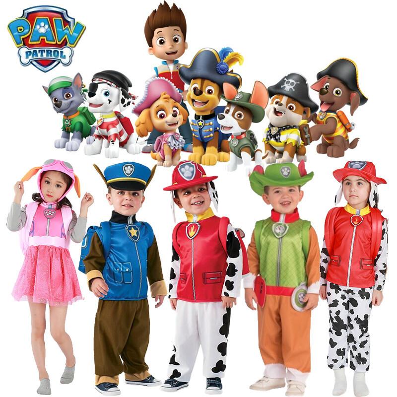 Kids Boys Paw Patrol Cosplay Costume Chase Marshall Skye Rubble Rocky Zuma Birthday Halloween Party Performance Set